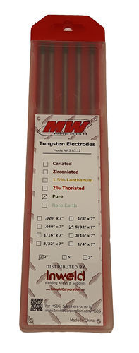 07WP125 GREEN - PURE 1/8 X 7" TUNGSTEN ELECTRODES, 10PK